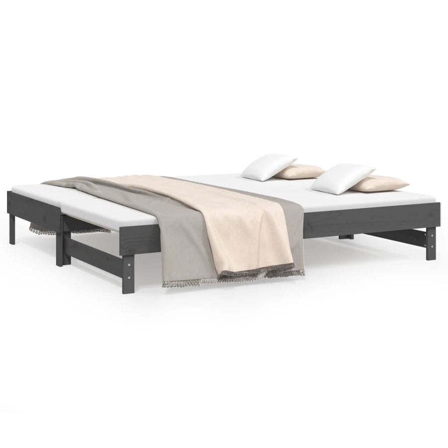 Slaapbank Uitschuifbaar 2X(80X200) Cm Massief Grenenhout 2x (80 x 200) cm Grijs