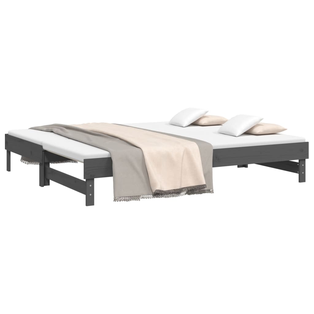 Slaapbank Uitschuifbaar 2X(80X200) Cm Massief Grenenhout 2x (80 x 200) cm Grijs
