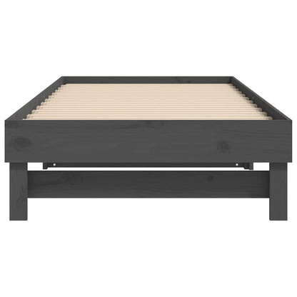Slaapbank Uitschuifbaar 2X(80X200) Cm Massief Grenenhout 2x (80 x 200) cm Grijs