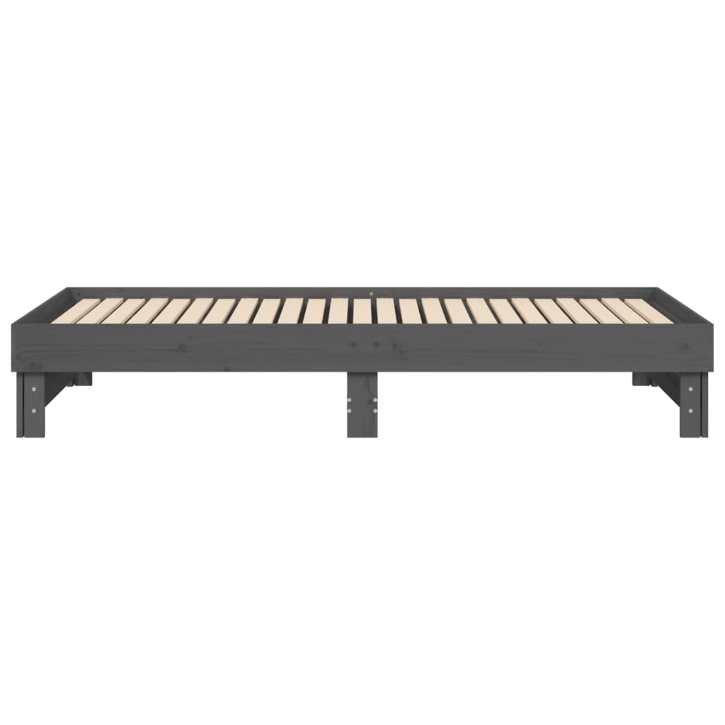Slaapbank Uitschuifbaar 2X(80X200) Cm Massief Grenenhout 2x (80 x 200) cm Grijs