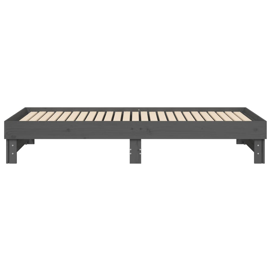 Slaapbank Uitschuifbaar 2X(80X200) Cm Massief Grenenhout 2x (80 x 200) cm Grijs