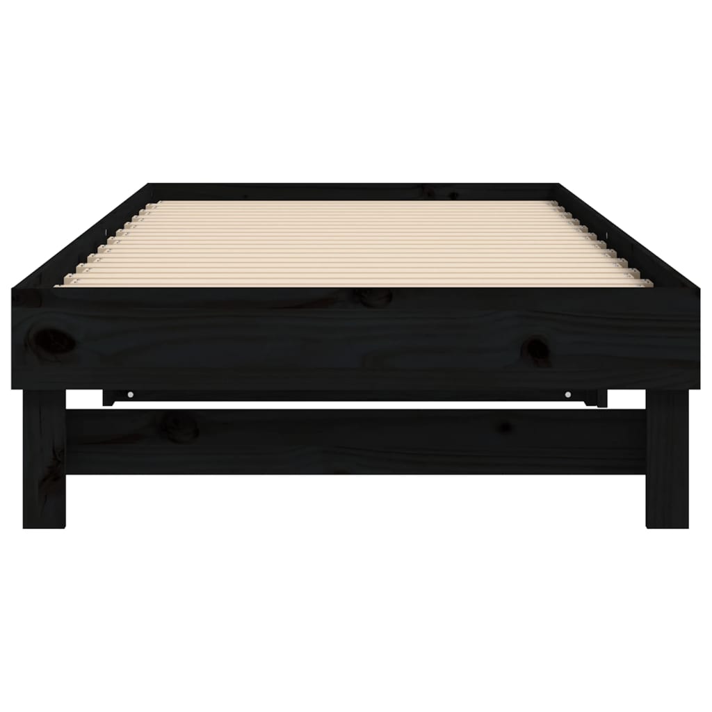 Slaapbank Uitschuifbaar 2X(80X200) Cm Massief Grenenhout 2x (80 x 200) cm Zwart
