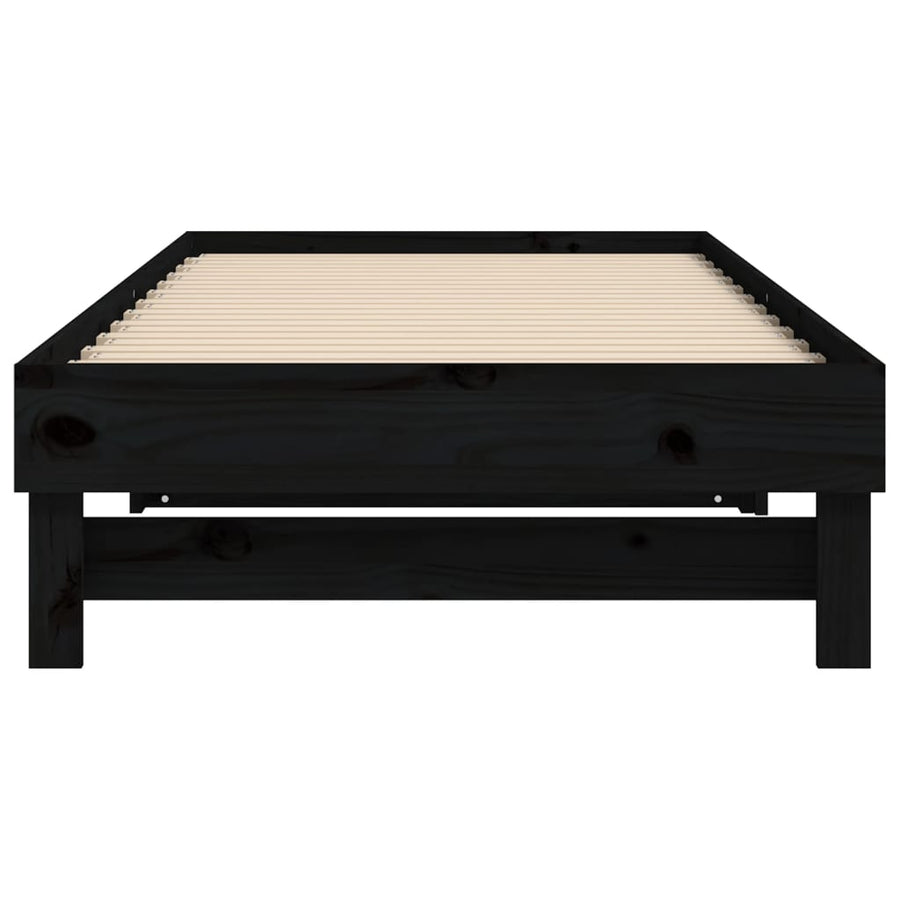 Slaapbank Uitschuifbaar 2X(80X200) Cm Massief Grenenhout 2x (80 x 200) cm Zwart