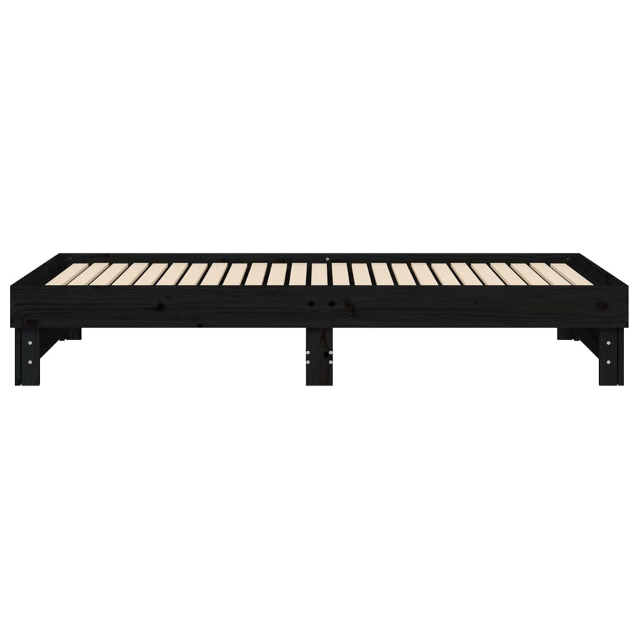 Slaapbank Uitschuifbaar 2X(80X200) Cm Massief Grenenhout 2x (80 x 200) cm Zwart