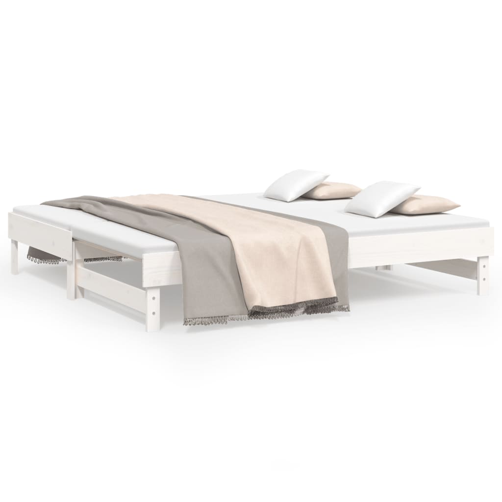 Slaapbank Uitschuifbaar Massief Grenenhout 2X(90X190) Cm 2x (90 x 190) cm Wit