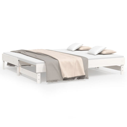 Slaapbank Uitschuifbaar Massief Grenenhout 2X(90X190) Cm 2x (90 x 190) cm Wit