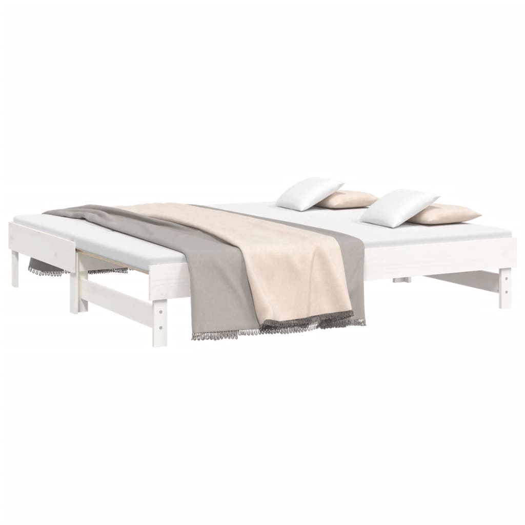 Slaapbank Uitschuifbaar Massief Grenenhout 2X(90X190) Cm 2x (90 x 190) cm Wit