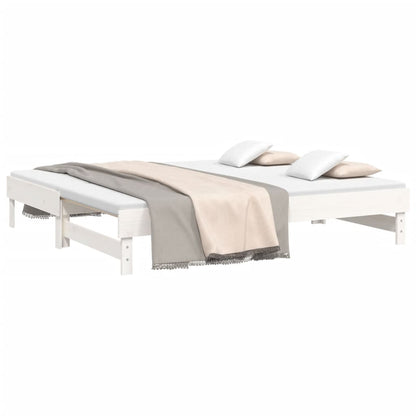 Slaapbank Uitschuifbaar Massief Grenenhout 2X(90X190) Cm 2x (90 x 190) cm Wit