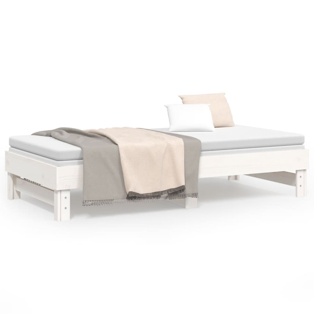 Slaapbank Uitschuifbaar Massief Grenenhout 2X(90X190) Cm 2x (90 x 190) cm Wit
