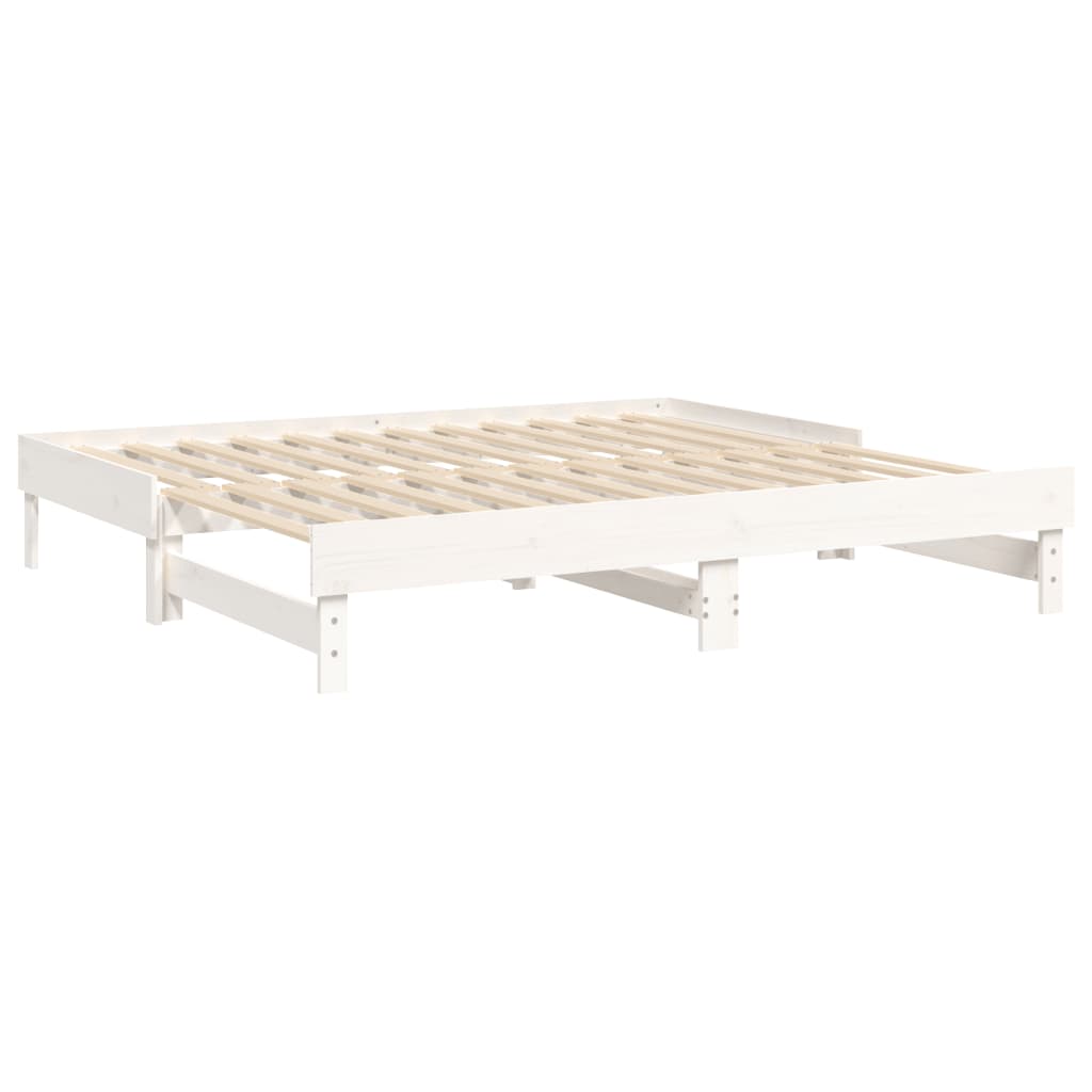 Slaapbank Uitschuifbaar Massief Grenenhout 2X(90X190) Cm 2x (90 x 190) cm Wit