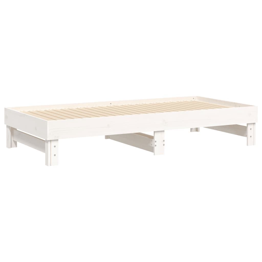 Slaapbank Uitschuifbaar Massief Grenenhout 2X(90X190) Cm 2x (90 x 190) cm Wit