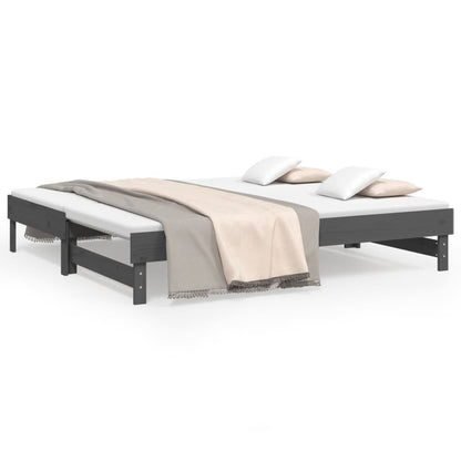 Slaapbank Uitschuifbaar Massief Grenenhout 2X(90X190) Cm 2x (90 x 190) cm Grijs