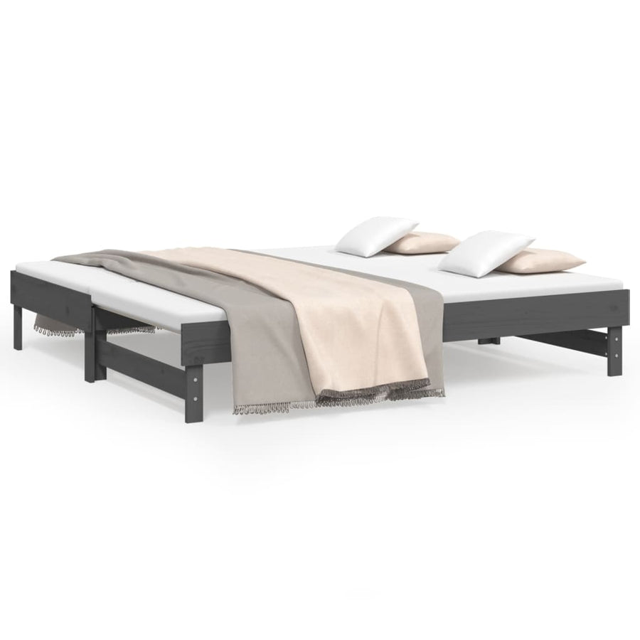 Slaapbank Uitschuifbaar Massief Grenenhout 2X(90X190) Cm 2x (90 x 190) cm Grijs