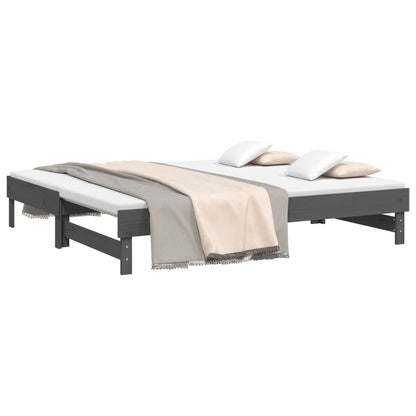 Slaapbank Uitschuifbaar Massief Grenenhout 2X(90X190) Cm 2x (90 x 190) cm Grijs