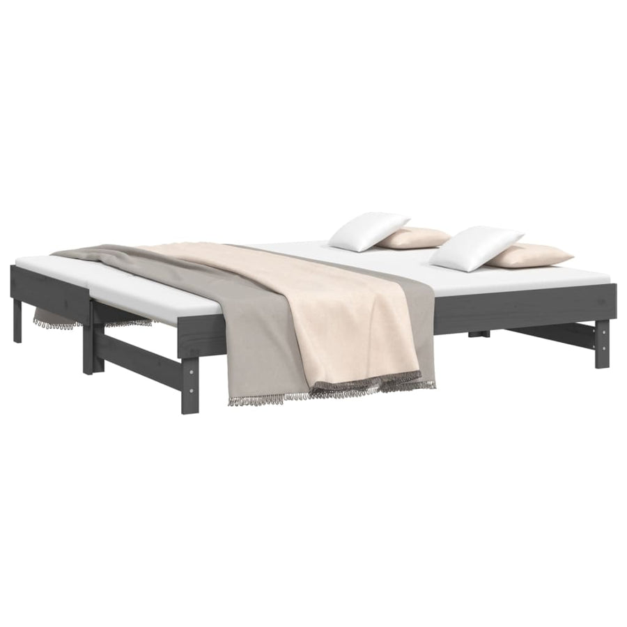 Slaapbank Uitschuifbaar Massief Grenenhout 2X(90X190) Cm 2x (90 x 190) cm Grijs