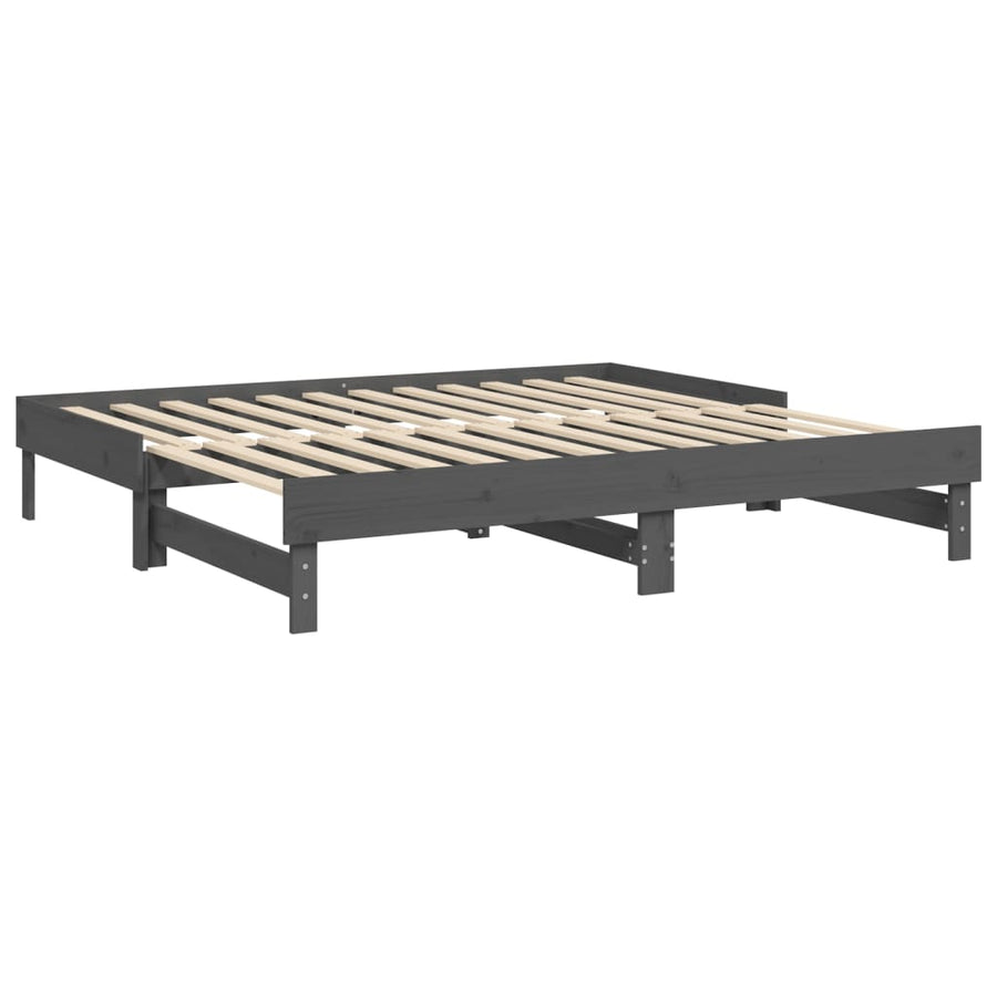 Slaapbank Uitschuifbaar Massief Grenenhout 2X(90X190) Cm 2x (90 x 190) cm Grijs