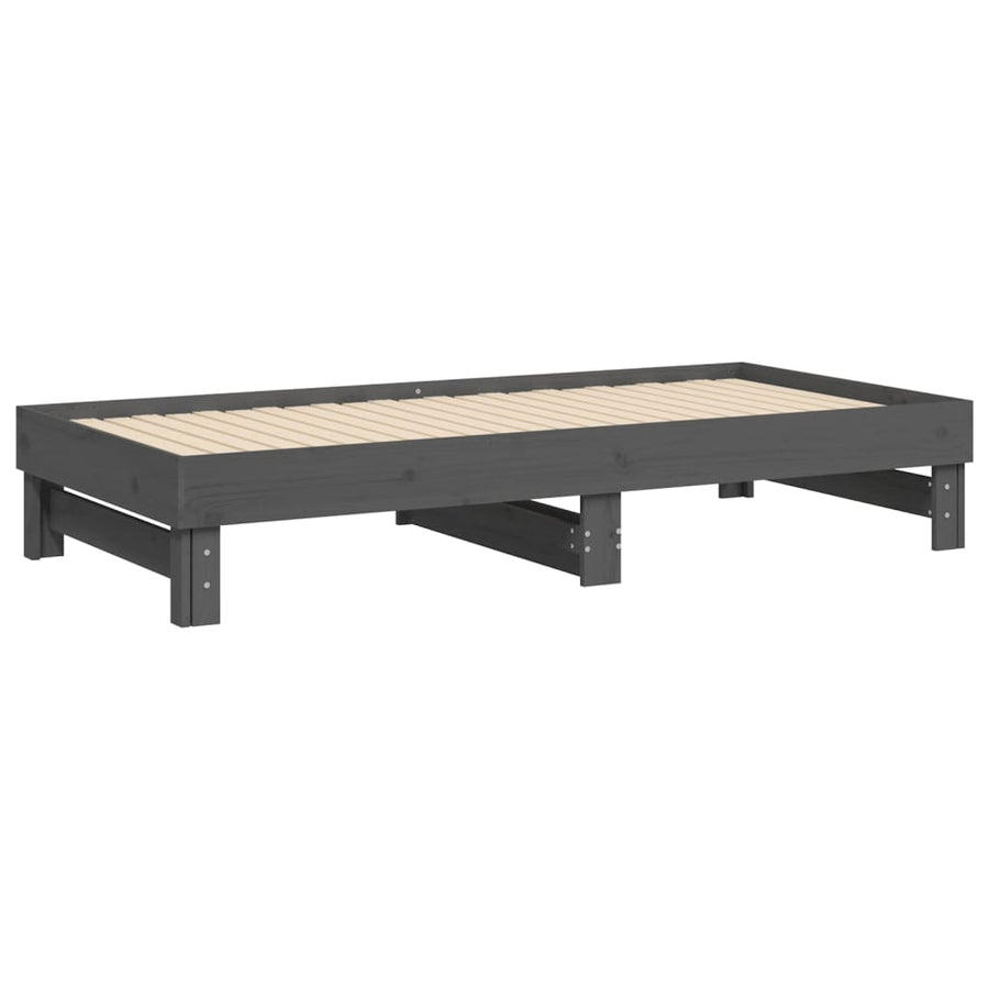 Slaapbank Uitschuifbaar Massief Grenenhout 2X(90X190) Cm 2x (90 x 190) cm Grijs