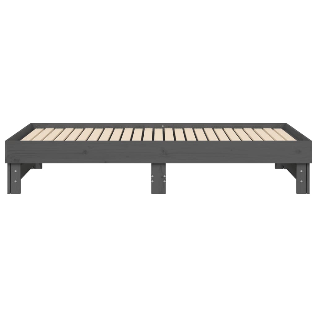 Slaapbank Uitschuifbaar Massief Grenenhout 2X(90X190) Cm 2x (90 x 190) cm Grijs