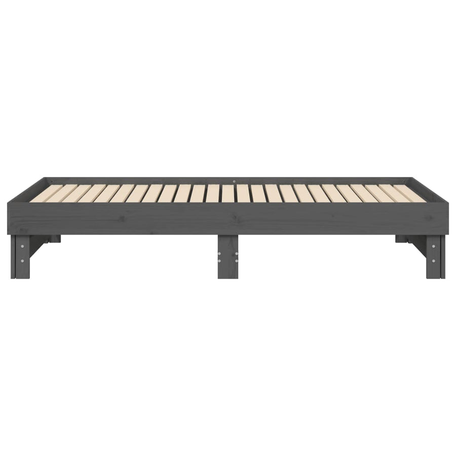 Slaapbank Uitschuifbaar Massief Grenenhout 2X(90X190) Cm 2x (90 x 190) cm Grijs