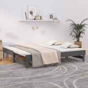 Slaapbank massief grenenhout grijs 2x(90x190) cm