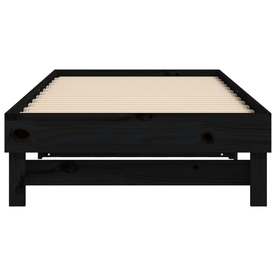 Slaapbank uitschuifbaar massief grenenhout zwart 2x(90x190) cm 2x (90 x 190) cm Zwart