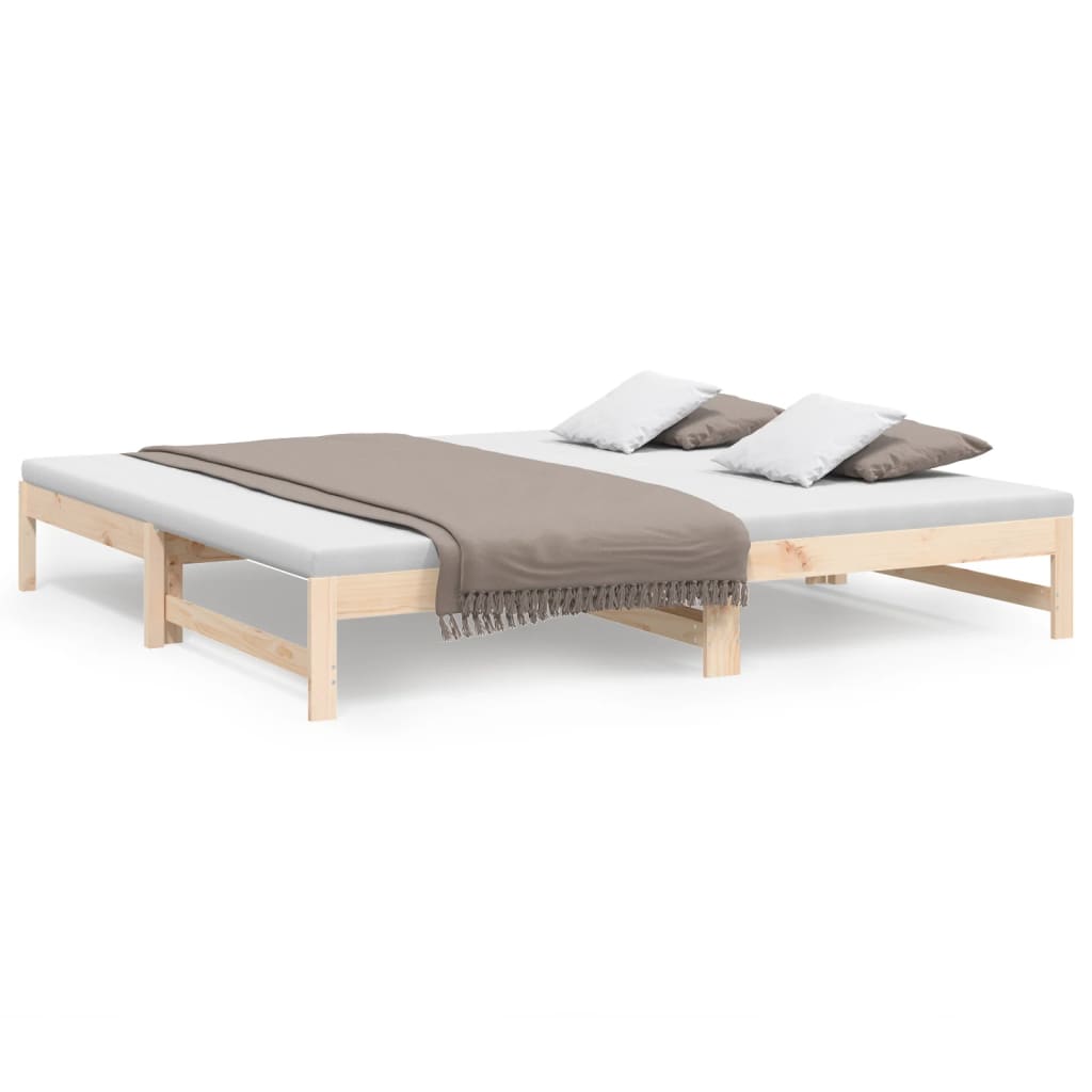 Slaapbank Uitschuifbaar Massief Grenenhout 2X(100X200) Cm 205.5 x 198 x 30 cm Naturel