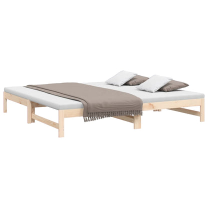 Slaapbank Uitschuifbaar Massief Grenenhout 2X(100X200) Cm 205.5 x 198 x 30 cm Naturel