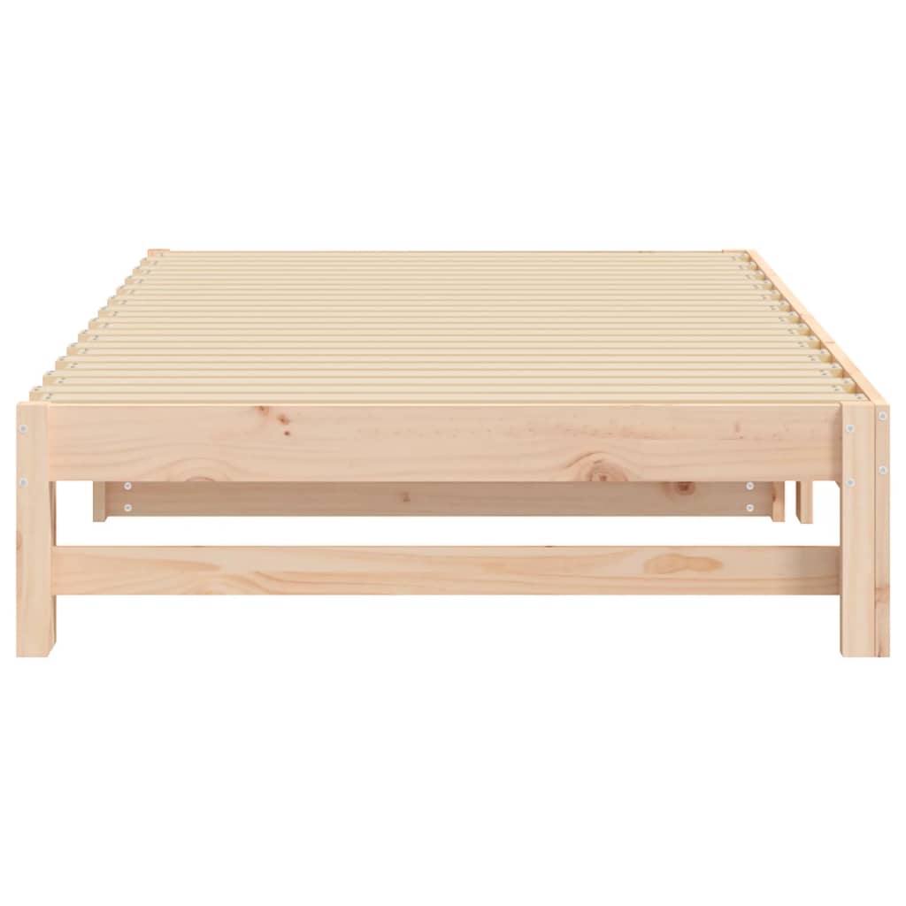 Slaapbank Uitschuifbaar Massief Grenenhout 2X(100X200) Cm 205.5 x 198 x 30 cm Naturel