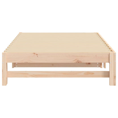 Slaapbank Uitschuifbaar Massief Grenenhout 2X(100X200) Cm 205.5 x 198 x 30 cm Naturel