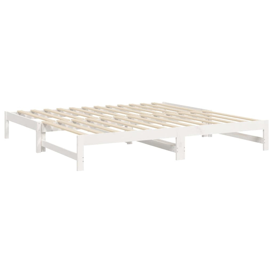 Slaapbank Uitschuifbaar 2X(100X200) Cm Massief Grenenhout 205.5 x 198 x 30 cm Wit