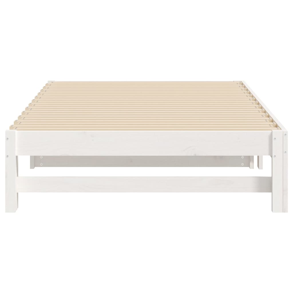 Slaapbank Uitschuifbaar 2X(100X200) Cm Massief Grenenhout 205.5 x 198 x 30 cm Wit