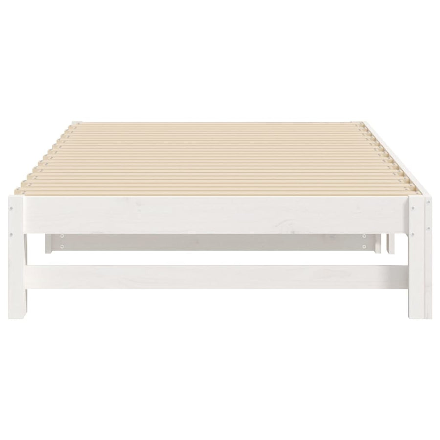 Slaapbank Uitschuifbaar 2X(100X200) Cm Massief Grenenhout 205.5 x 198 x 30 cm Wit