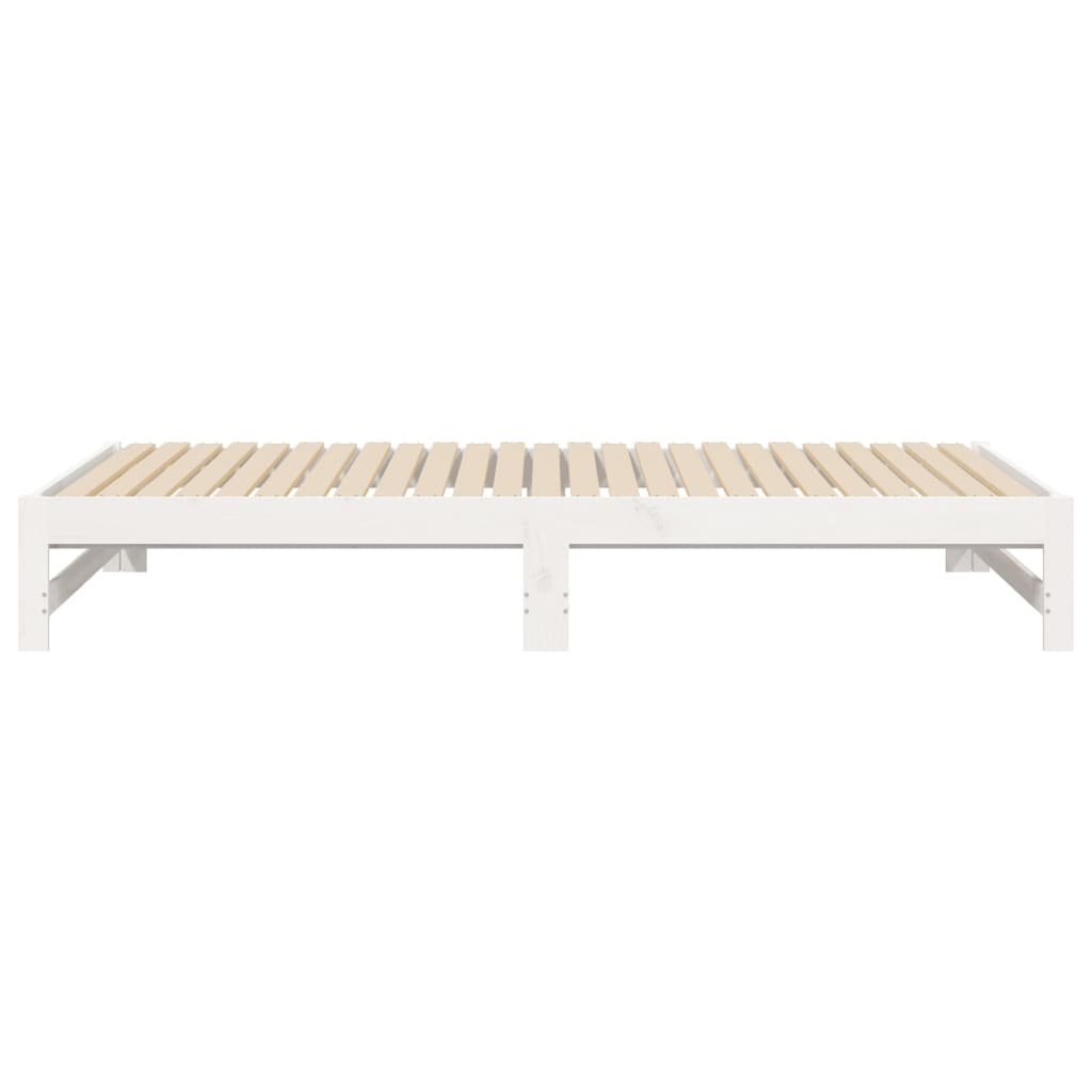 Slaapbank Uitschuifbaar 2X(100X200) Cm Massief Grenenhout 205.5 x 198 x 30 cm Wit