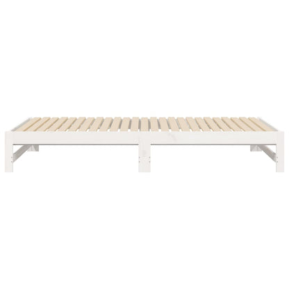 Slaapbank Uitschuifbaar 2X(100X200) Cm Massief Grenenhout 205.5 x 198 x 30 cm Wit