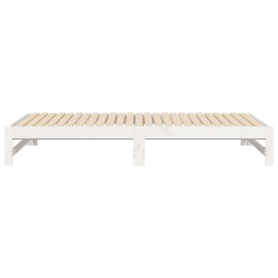 Slaapbank Uitschuifbaar 2X(100X200) Cm Massief Grenenhout 205.5 x 198 x 30 cm Wit