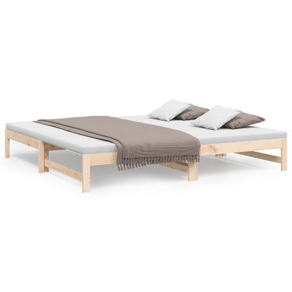 Slaapbank Uitschuifbaar Massief Grenenhout 2X(90X200) Cm 205.5 x 179 x 30 cm Naturel