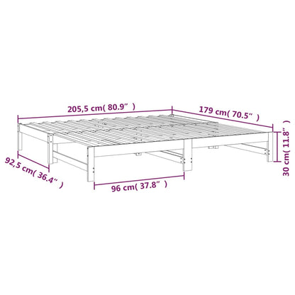 Slaapbank Uitschuifbaar Massief Grenenhout 2X(90X200) Cm 205.5 x 179 x 30 cm Naturel