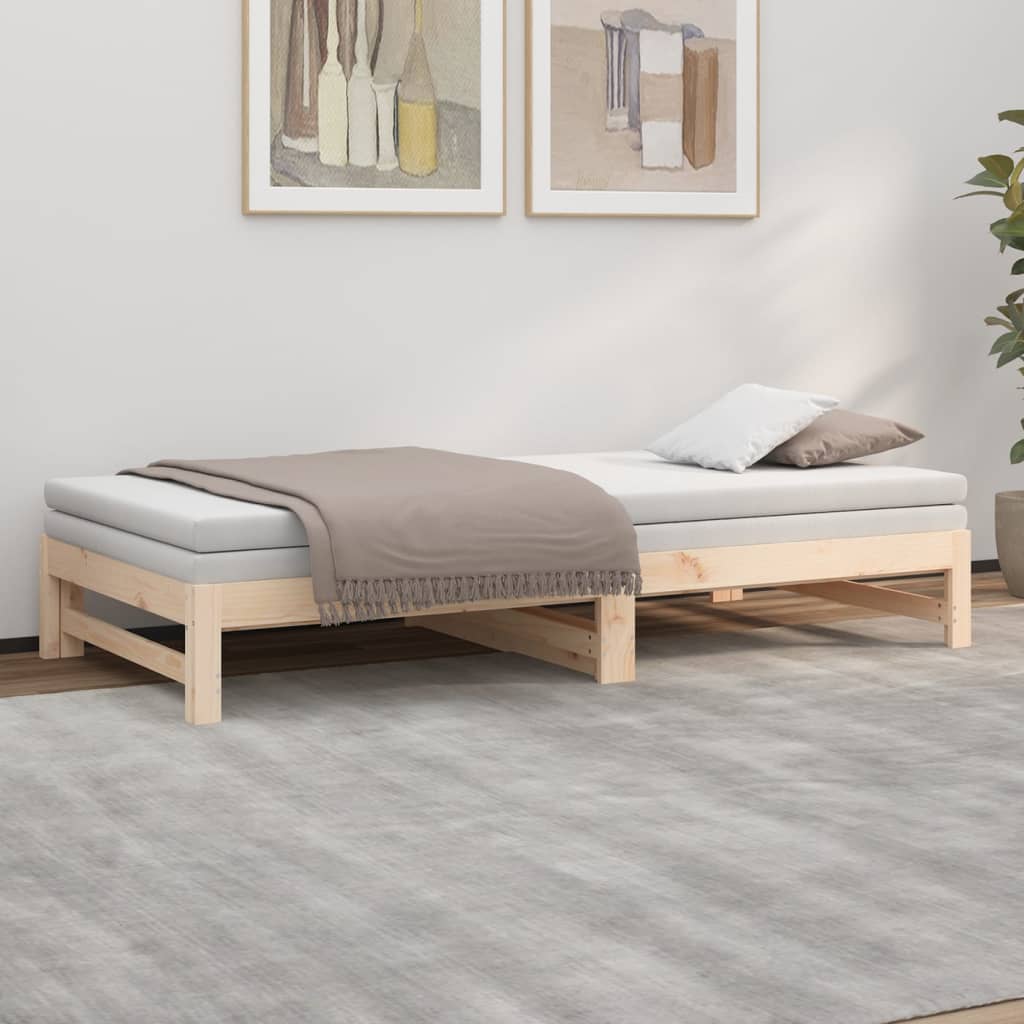 Slaapbank Uitschuifbaar Massief Grenenhout 2X(90X200) Cm 205.5 x 179 x 30 cm Naturel