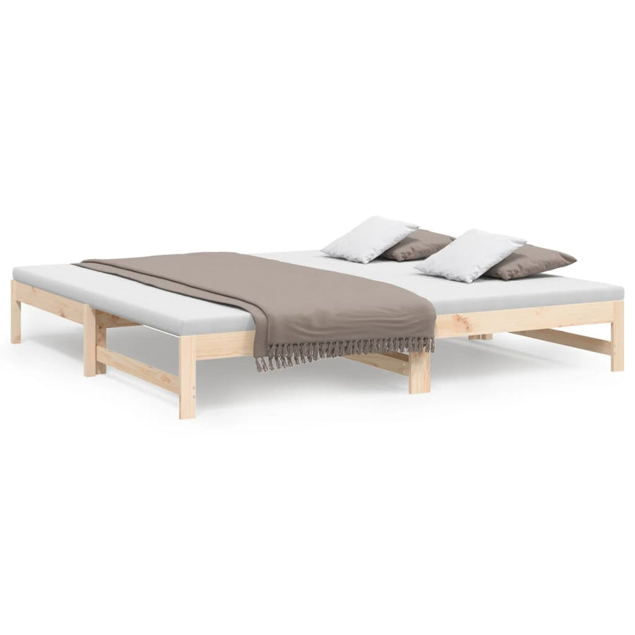 Slaapbank Uitschuifbaar 2X(80X200) Cm Massief Grenenhout 205.5 x 158 x 30 cm Naturel