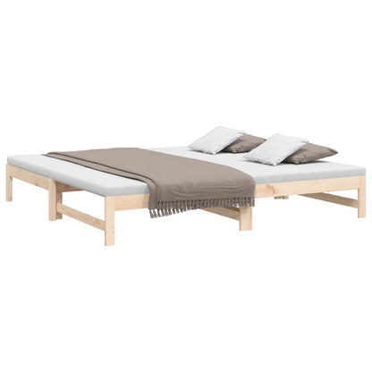 Slaapbank Uitschuifbaar 2X(80X200) Cm Massief Grenenhout 205.5 x 158 x 30 cm Naturel