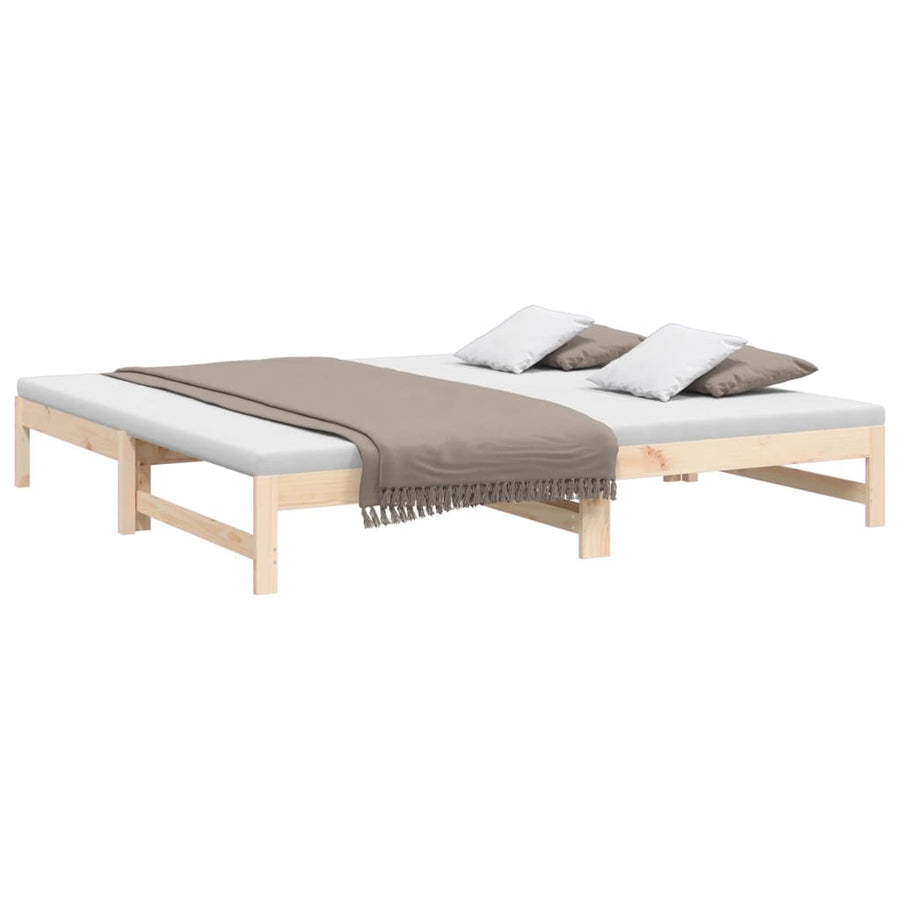 Slaapbank Uitschuifbaar 2X(80X200) Cm Massief Grenenhout 205.5 x 158 x 30 cm Naturel