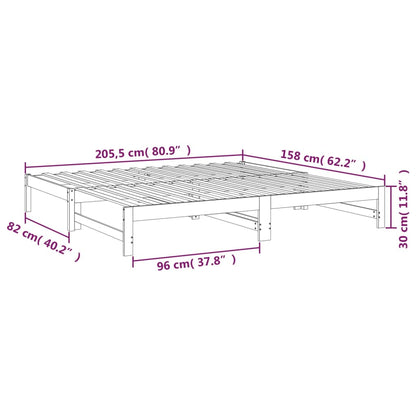 Slaapbank Uitschuifbaar 2X(80X200) Cm Massief Grenenhout 205.5 x 158 x 30 cm Naturel