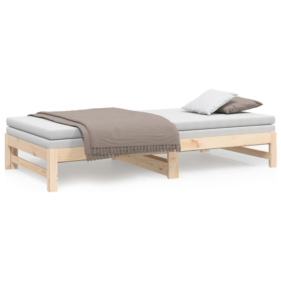 Slaapbank Uitschuifbaar 2X(80X200) Cm Massief Grenenhout 205.5 x 158 x 30 cm Naturel