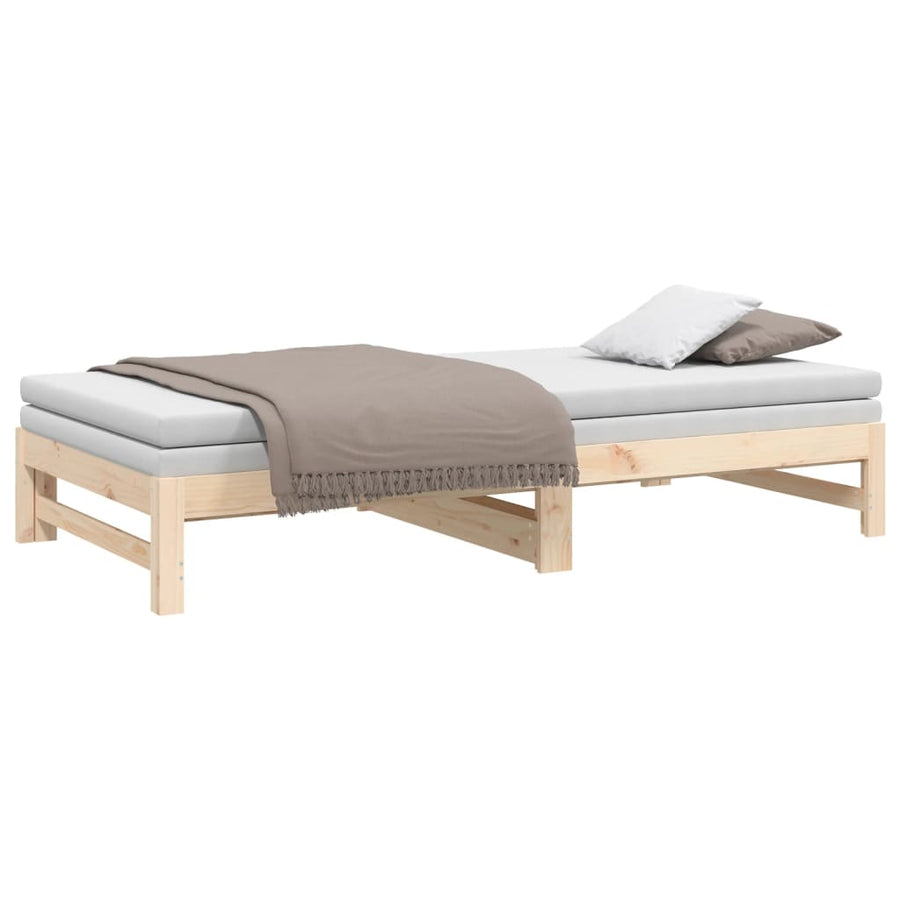 Slaapbank Uitschuifbaar 2X(80X200) Cm Massief Grenenhout 205.5 x 158 x 30 cm Naturel