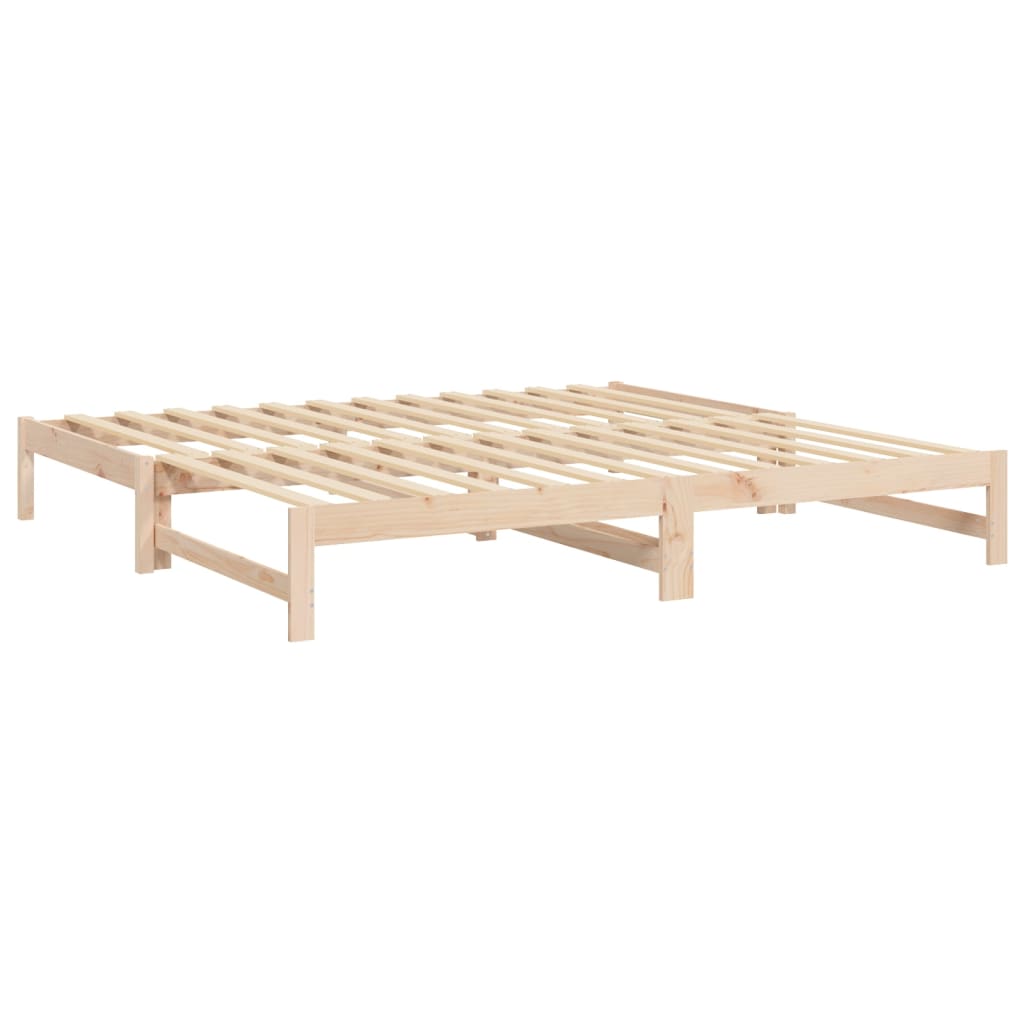 Slaapbank Uitschuifbaar 2X(80X200) Cm Massief Grenenhout 205.5 x 158 x 30 cm Naturel