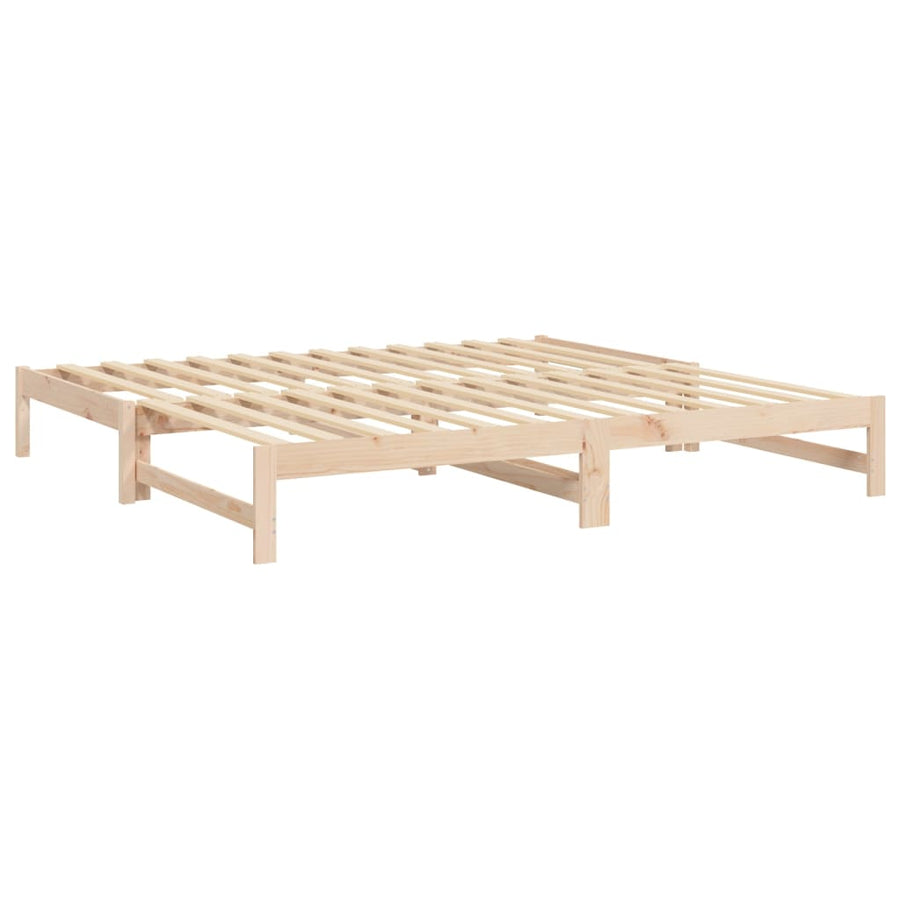 Slaapbank Uitschuifbaar 2X(80X200) Cm Massief Grenenhout 205.5 x 158 x 30 cm Naturel