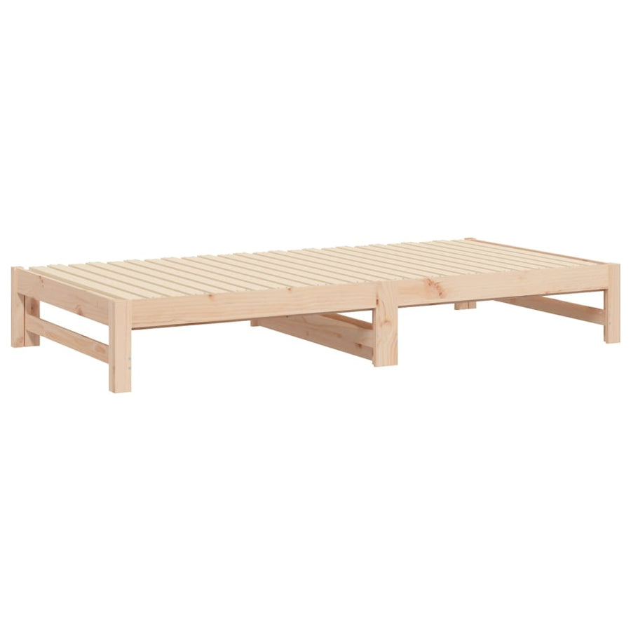 Slaapbank Uitschuifbaar 2X(80X200) Cm Massief Grenenhout 205.5 x 158 x 30 cm Naturel