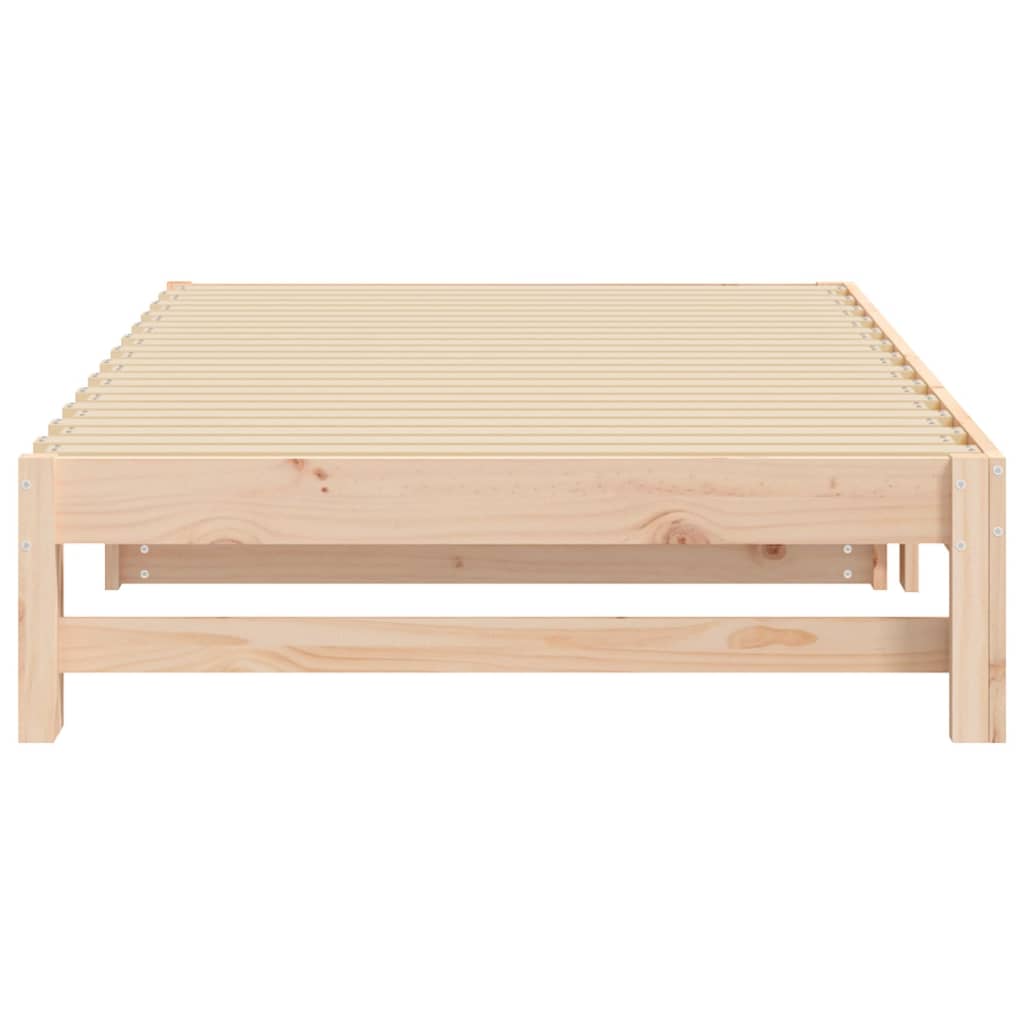 Slaapbank Uitschuifbaar 2X(80X200) Cm Massief Grenenhout 205.5 x 158 x 30 cm Naturel
