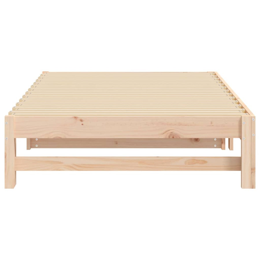 Slaapbank Uitschuifbaar 2X(80X200) Cm Massief Grenenhout 205.5 x 158 x 30 cm Naturel