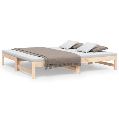 Slaapbank Uitschuifbaar Massief Grenenhout 2X(90X190) Cm 195.5 x 179 x 30 cm Naturel